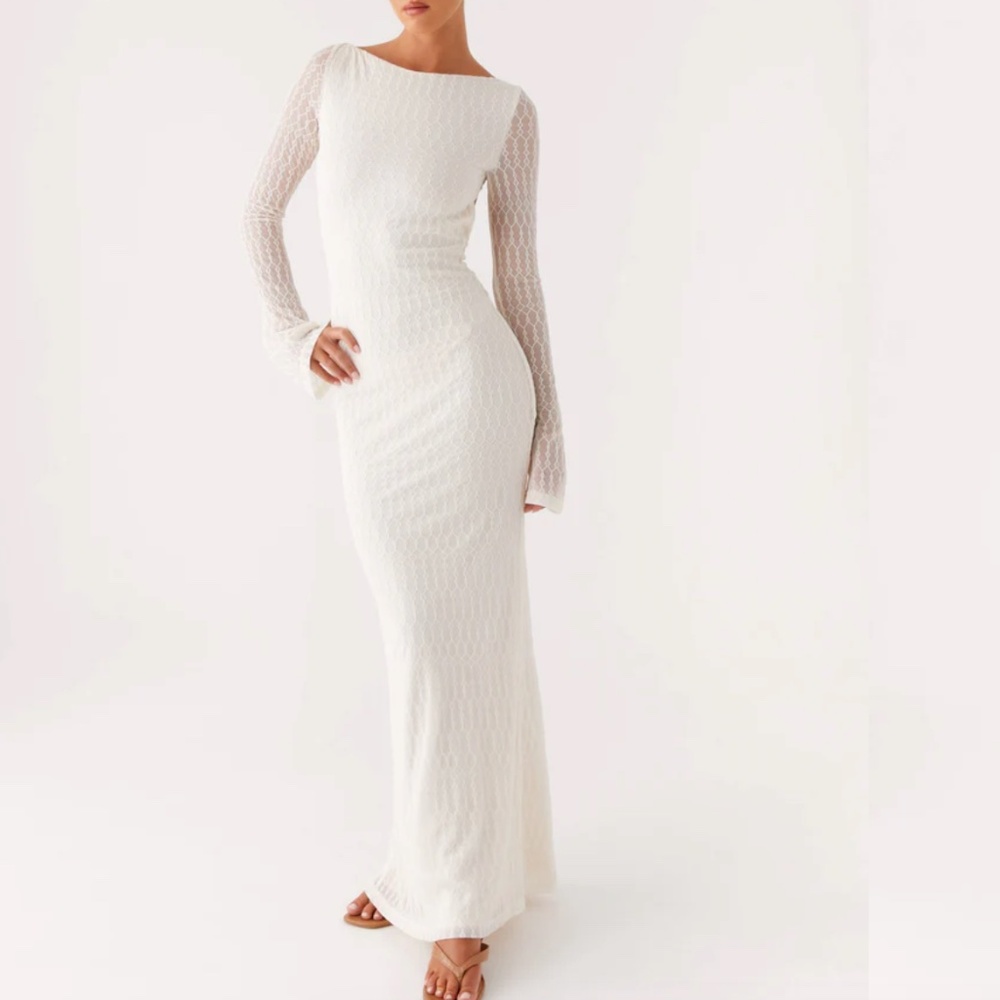 Peppermayo White Long Sleeve Maxi Dress